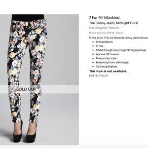 7 For All Mankind Midnight Floral Skinny Jeans